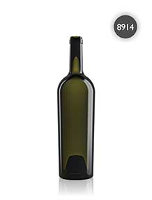 Botella de vidrio burdeos Anciene 750 vidrio verde oscuro